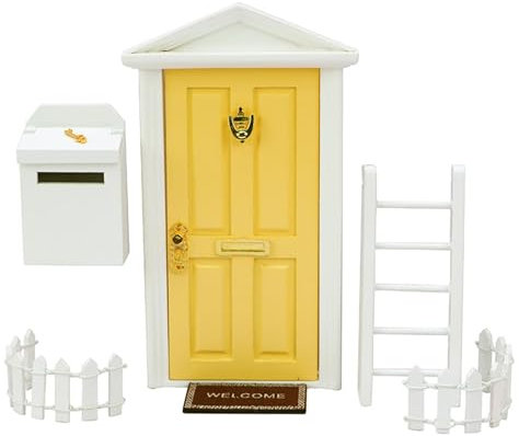 Generisch Feentür – Feenhaus-Tür-Set | Elfentür-Zahnfee-Türset für die Wand, Miniatur-Dekorationen für Kinderzimmer, inklusive Leiter, Zaun, Briefkasten, Bodenmatte