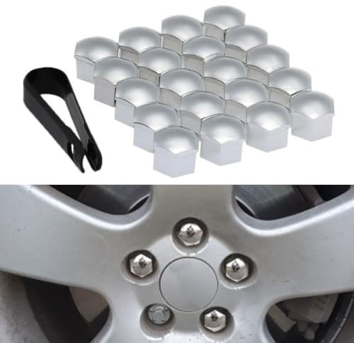 XYHHQ 20 Pezzi Copridadi Tappi per Ford Focus 2 3 4 MK2 MK3 MK4 RS ST, Copri Bulloni Pneumatici Esagonali Tappi Vite Ruota Antipolvere Protezioni,19mm-Sliver