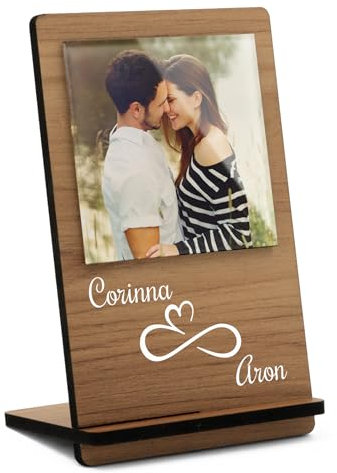 CHRISCK design Foto Aufsteller aus Holz - Geburtstagsgeschenk für Frauen Männer - Bilderrahmen Ständer - personalisierte Geschenke Mama Papa Familie - Fotogeschenke Freundin Freund Paar
