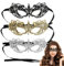 Masquerade Mask for Women 3Pcs Lace Party Half Face Masquerade Ball Mask, Luxury Gold Black Silver Gold Costume Masquerade Masks for Prom Halloween Christmas Graduate Carnival Party Girl Ladies