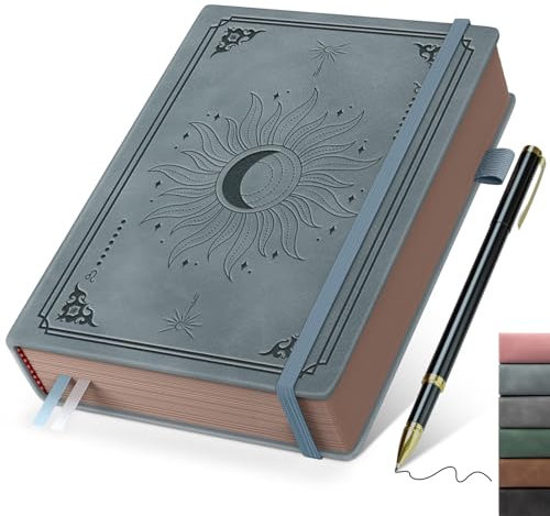 Smarpau Notizbuch A5 Liniert, Hardcover Notizbucher mit Stift, 366 Seiten 100gsm Papier zum Schreiben, Lined Journal für Frauen Männer Büro Schule Tagebuch, 14.5 x 21cm- Nebelblau