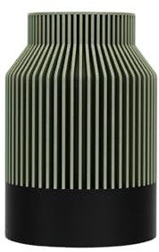 ebenkunst | Kontura Vase grün – Blumenvase aus PLA mit schwarzem Standfuß & herausnehmbarem, wasserdichtem PP-Einsatz | Für Pampasgras, Trocken- & Schnittblumen | Made in Germany (Grün, Höhe 15cm)