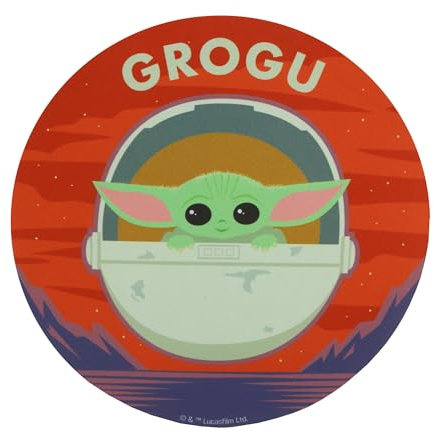WONDEE Star Wars Baby Yoda Tappetino Mouse Rotondo con Disegno Esclusivo a Grogu The Mandalorian, Tappetino per il Mouse Antiscivolo, lavabile e Divertente, Idee Regalo Star Wars Baby Yoda Gadget