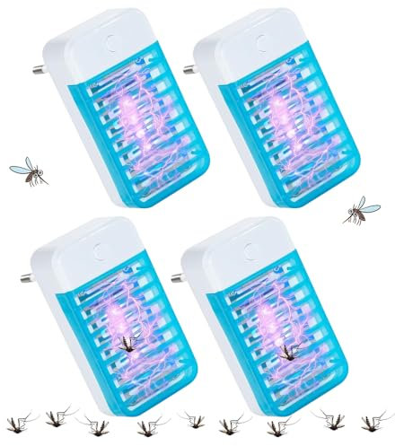 KBIBCK Lampara Antimosquitos Exterior, 4 Piezas Lámpara Eléctrica Antimosquitos, trampas para Mosquitos con UV, Repelente, Moscas, Polillas, Mata para Cocina Dormitorio Insectos