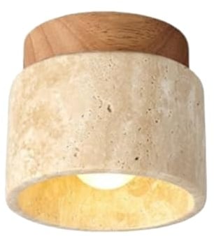 Harewtwy Japanese Style Wabi-Sabi Wooden Ceiling Lamp E27 Warm Light for Kitchen Hallway Living Room Study Hall Tea Room Lobby Entrance Corridor Balcony Restaurant Hotel Aisle Travertine Decorative La