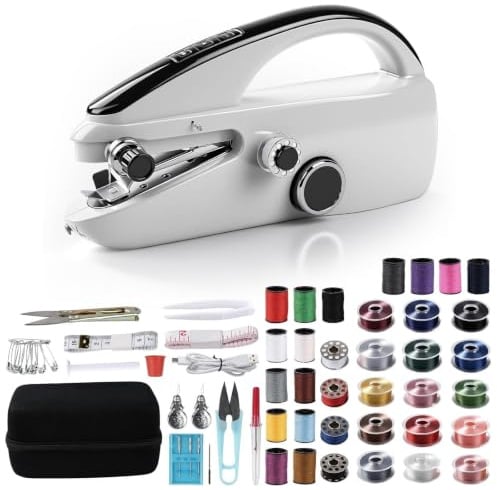 LetCart Mini Nähmaschine Set,Handnähmaschine mit Tragbare Aufbewahrungsbox | Anfänger Integriertes Aufbewahrungsfach Leicht 625g Mitteldicker Stoff Schnelle Reparaturen Heim DIY Reise