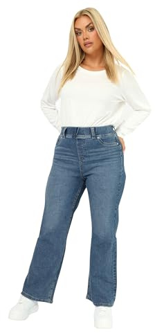 Yours Curve Mid Wash Wide Leg Jeggings - Women's - Plus Size Curve