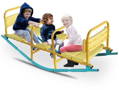 Mixtric 3-Personen-Wippe Für Kinder & Erwachsene Robuster Stahlrahmen Mit Rutschfesten Fußpolstern Outdoor-Spielgerät Für Garten/Park