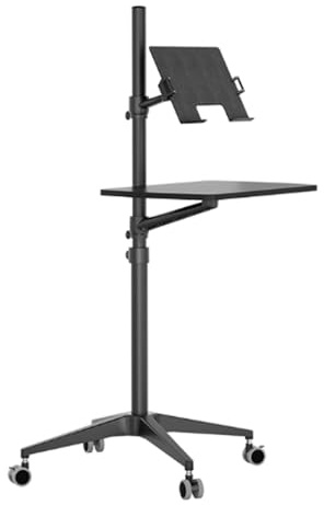 Bureau mobile réglable avec roulettes et pivotant pour ordinateur portable et TV au lit, canapé ou bureau