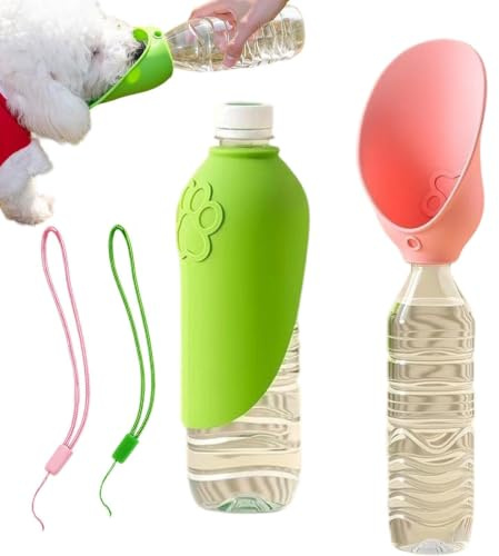 Botella de Agua Portátil para Perros 2 Piezas Vasos Plegables Antifugas | Botella Agua Portátil Y Bebedero Para Perros Para Viaje Senderismo Autocaravana Playa Razas Pequeñas Medianas Grandes Anim