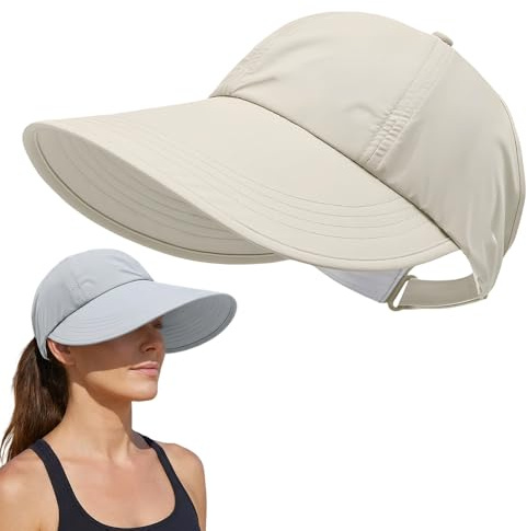 COSEN Sonnenhut Damen, 2026 Neu Visor Cap Damen mit Breite Krempe, Faltbar UV Schutz 50+ Hut Sonnenhüte für Damen, Sunscreen Baseball Hat Pferdeschwanz Strandhut für Golf Reisen Wandern