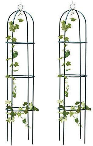 Garden Mile 2X Grande 2M Negro De Metal Jardín Obelisco Resistente Fuerte Tubular Planta Carcasa para Rosas, Escalada Plantas Soporte Estructura Decoración Jardín