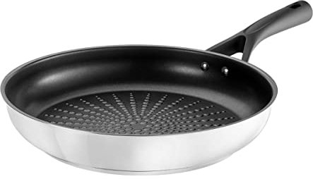 Pyrex 8019835 Expert Touch Poêle en Inox Ø 28 cm Compatible tous Feux dont Induction - Revêtement Anti-Adhésif Renforcé Longue Durée