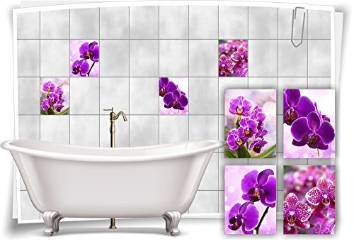 Medianlux Fliesenaufkleber Fliesenbild Blumen Orchidee SPA Wellness Dekoration Badezimmer Fliesen Bad Deko, 15x20cm fp5p18h-57683