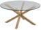 AC Design Furniture Heather Mesa Redonda en Vidrio Transparente y Apariencia de Madera de Metal, Al: 40 x An: 82 x Pr: 82 cm, 1 pieza