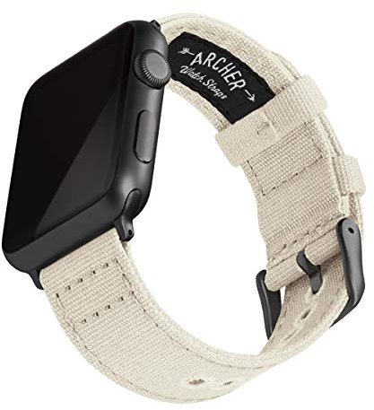 Archer Watch Straps - Correas de Reloj de Tela para Apple Watch (Alabastro, Gris Espacial, 44/45/46/49mm)
