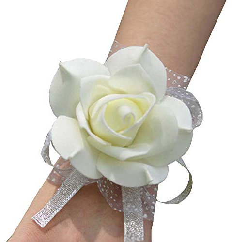 24station Hochzeit Braut Handgelenk Corsage Brautjungfer Armband, 10er Set, Weiß #7