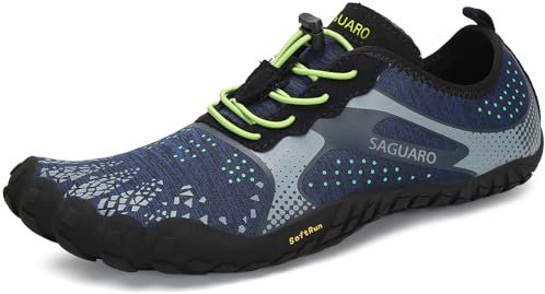 SAGUARO Barfußschuhe Damen Herren Zehenschuhe Traillaufschuhe Weich Bequem Barfussschuhe Fitnessschuhe Männer Frauen Trainingsschuhe für Joggen Laufen Wandern, Azurblau, 44 EU