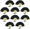 FANSOF.FANS Pack of 10 Silk Fabric Fan with a Tassel Grade A Bamboo Ribs Wedding Party Favour Handheld Fan (Black)