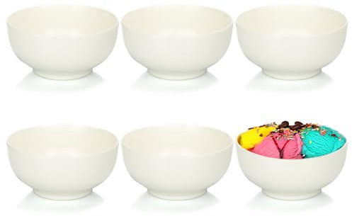 com-four® 6x Müslischale aus Porzellan bis 600 ml - weiße Dessertschale, stapelbar - Design Basic Schalen White - Snackschale für Dessert, Snacks oder Eis - 6 Personen (6 Stück - weiß. ohne Dekor)