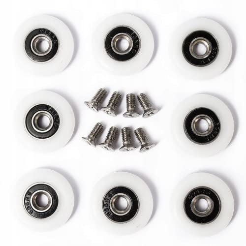 Aquaparts Duschkabinen Rollen | ⌀27mm Raddurchmesser | 8 Stück | Gummi | Hochwertiges Kugellager | Für Duschkabinentür, Schiebetür