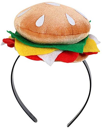 Amakando Auffälliger Cheeseburger-Haarschmuck/Tolles Kostümzubehör zum Fast Food Kostüm/Einsetzbar zu Après-Ski & Karneval