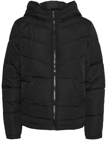 Noisy May Damen Puffer Jacke | Warme Stepp Winter Jacket mit Kapuze | Wattierter Blouson NMDALCON, Farben:Schwarz, Größe:34
