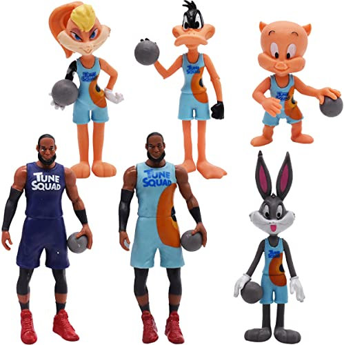 Mini Figuren Tortendeko 6 Stück LeBron James Cupcake Toppers Bugs Bunny Realistische Cake Topper Theme für Jungen Mädchen Thema Geburtstagsfeiern Lieferungen Kindergeburtstagsparty