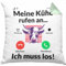 Trendation Meine Kühe Rufen An Kissen mit Füllung 40x40 Geschenk Landwirt Bauer Geschenkidee Landwirtin Kuh Grafik (Grün)