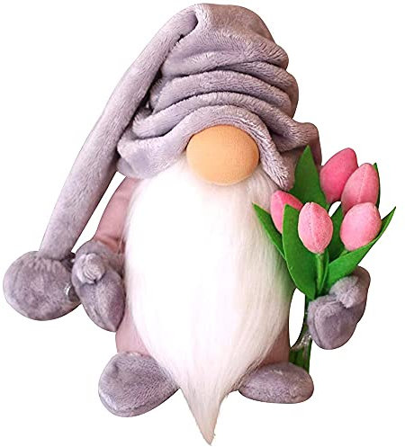 Muttertag Wichtel Geschenk, Handmade Mutter Tochter Geschenk Tulpen Zwerg Puppe Home Deko, Schöne Faceless Wichtel Figuren Spielzeug Dekoration, Mutter Schwiegermutter (Grau)