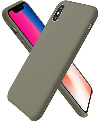 ORNARTO Compatible with iPhone XS/X Silicone Case, iPhone XS Case Ultra Thin Liquid Silicone Mobile Phone Case Protection for iPhone XS/X (2018) 5.8 Inch Dark Brown