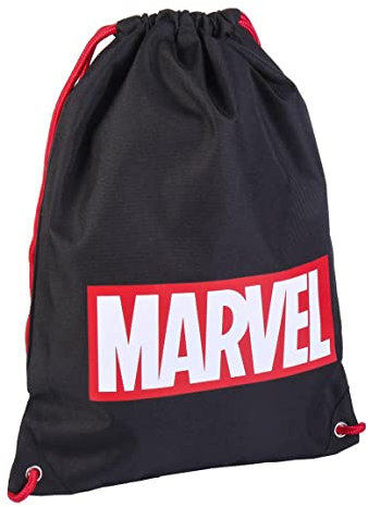 CERDÁ LIFE'S LITTLE MOMENTS Bolsa Mochila Cuerdas Infantil de Marvel-Licencia Oficial, Saco Unisex niños, Negro, Pequeño