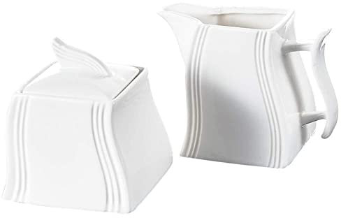 moisture Sauce Boat Gravy Bowl Gravy Boat White Porcelain Cream and Sugar Jug Set Coffee and Tea 4.75 Inch Milk Jug with Handle 3.5 Inch Sugar Jug Gravy Boat (Color : White)