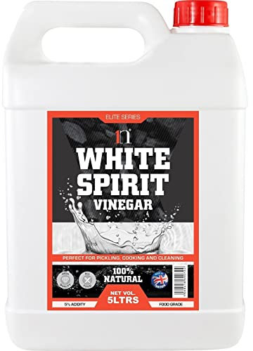 1n Natural Distilled White Spirit Vinegar for Cleaning, Pickling, Marinating , Weed Killer & Cooking Vinegar - Produced in The UK, 5 LITREs (5L Pack of 1)