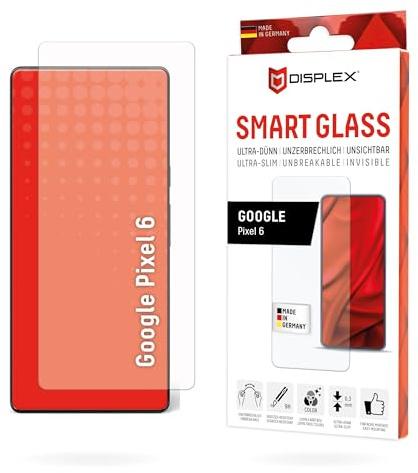Displex Smart Glass (9H) für Google Pixel 6, Montagesticker, unzerbrechlich, ultra-dünn, unsichtbar