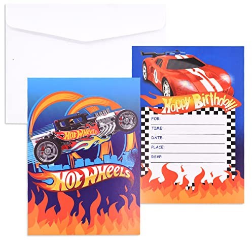 XRHOT Kinder Einladungen 10 Stück Rennauto Geburtstagsfeier Einladungskarten mit 12 Umschläge weiß Einladung,Rennwagen Jungen Kinder-Geburtstag Geburtstag Party