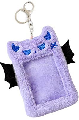 Tooe Y2K Porte-carte photo Kpop de 7,6 cm - Porte-carte Kawaii coréen en peluche - Joli étui de protection esthétique pour carte bancaire, carte de bus - Violet