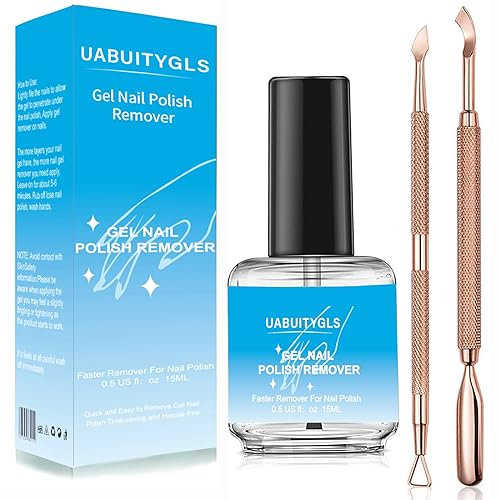 Dissolvant de Vernis à Ongles en Gel 15 ml - Professionnel Avec 2 Poussoirs à Cuticules - Efficace en 3 à 5 Minutes Sans Feuille Nécessaire