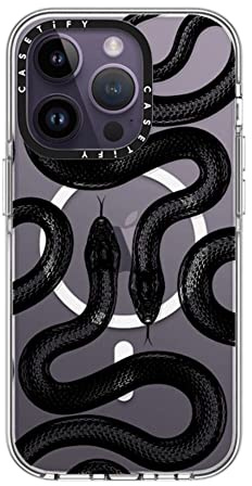 CASETiFY Clear iPhone 14 Pro Case [Not Yellowing / 6.6ft Drop Protection/Compatible with Magsafe] - Black Kingsnake - Clear
