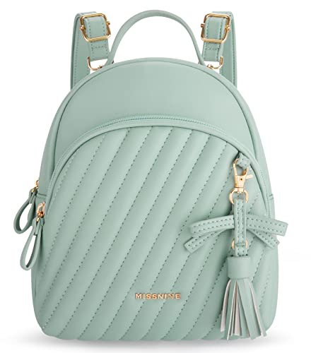 Missnine Mini Sac à Dos Femme Cuir PU Petit Sac Bandoulière Porté Epaule à Main Pour Promenade Voyage, Bretelles Réglables, Vert