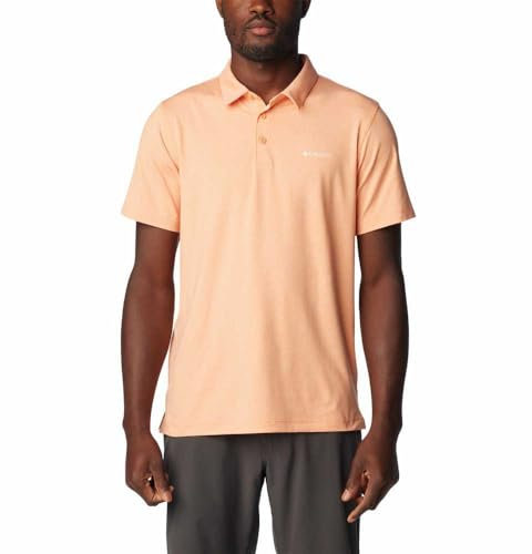 Columbia Men's Polo Shirts, Apricot Fizz Heather, Large