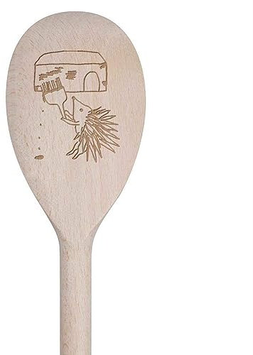 Azeeda 30cm 'Hedgehog Decorating ' Wooden Cooking Spoon (SO00019483)