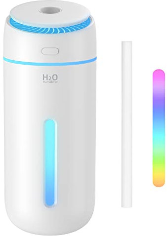HOFULK Small Humidifiers for Bedroom Room Office 400ML USB Cool Mist Humidifiers for Kids Quiet Mini Portable Travel Cute Desk Plants Personal Car Safety Auto Shut-off Air Humidifier with Led Lights