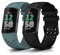 KeeFos Correa Compatible con Fitbit Charge 6 / Fitbit Charge 5, [2 Piezas] Banda Silicona Correas de Repuesto para Fitbit Charge 6 / Fitbit Charge 5 - Negro+Azul