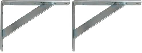 Amig - Regalwinkel Edelstahl Mod. 9 | Metallwinkel für Regale | Regalhalterung | Farbe: Verzinkt | Maße: 400 x 275 mm | Empfohlenes max Gewicht: 225 kg (Packung mit 2)