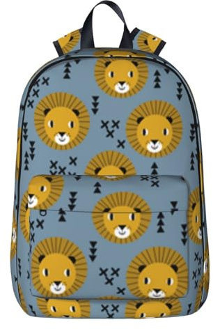 VGFJHNDF Laptop-Rucksack mit Basketball-Druck, 38,1 cm (15 Zoll), für Schule, Arbeit und Business, passend für Männer und Frauen, Löwe Löwen Kopf Löwe Kinder Blau, One size
