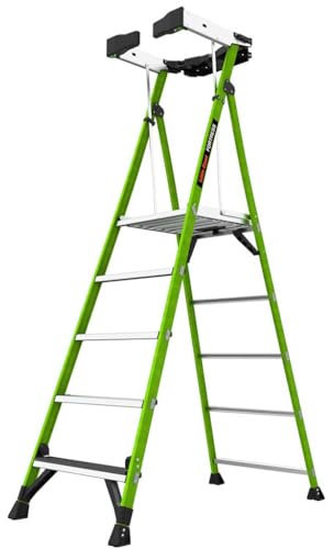 Little Giant Ladders 5 Tread Fortress GRP Fibreglass Platform Step Ladder, Platform Height 1.38m, Closed Height 2.81m