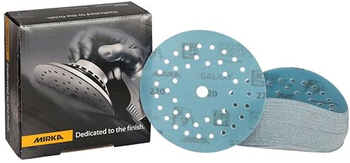 Mirka Galaxy Epoxid Schleifpapier 125mm Klett Korn 220 zum Schleifen von Epoxidharz, Holz, Epoxy, Rivertable / 50 Stk Schleifscheiben