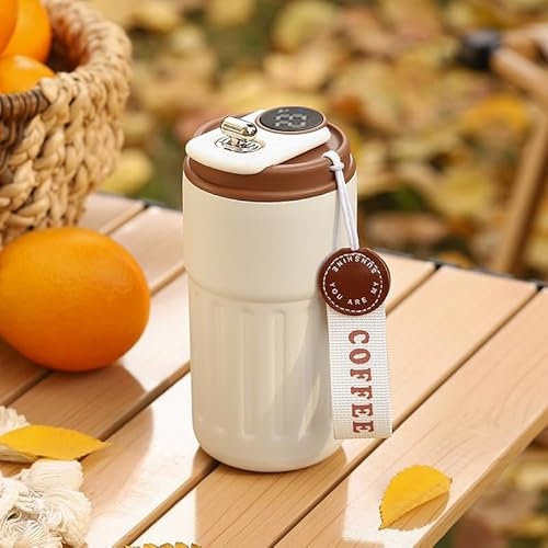 ZMHQLPDZ Taza de café de viaje a prueba de derrames, vaso de café aislado inteligente para llevar, tazas de café reutilizables con tapa de sellado, tazas de viaje de café de acero (Naranja)