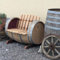 Fass-Schmiede Weinfass 1er-Sitzbank aus Eichenholz Gartenstuhl Sitzgelegenheit (Whiskyfass-Optik)